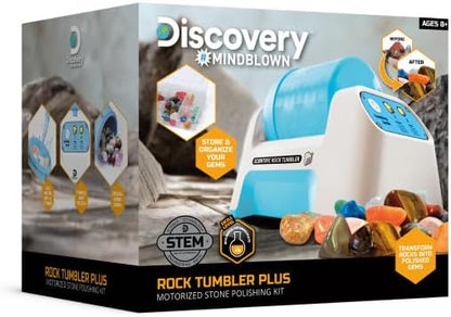 Discovery™ Rock Tumbler Starter Kit – Stone Polishing Set with Rocks, Grit, Gem Case| STEM Science Project Kit for Kids & Beginners| Cool Toy for Boys & Girls Ages 8+