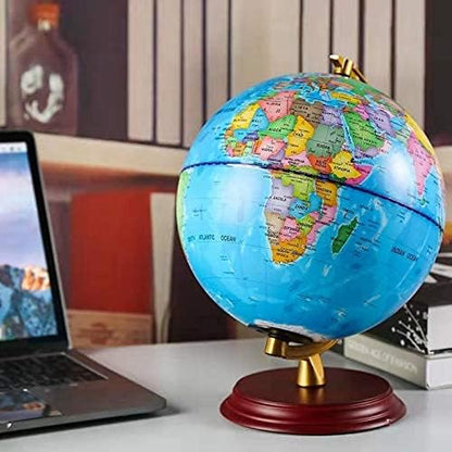 TTKTK Illuminated World Globe for Kids & Adults All Ages with Wooden Stand 7 in 1- Night View Stars Map Constellation Globe with Detailed Colorful World,Built-in LED Bulb, Educational Gift