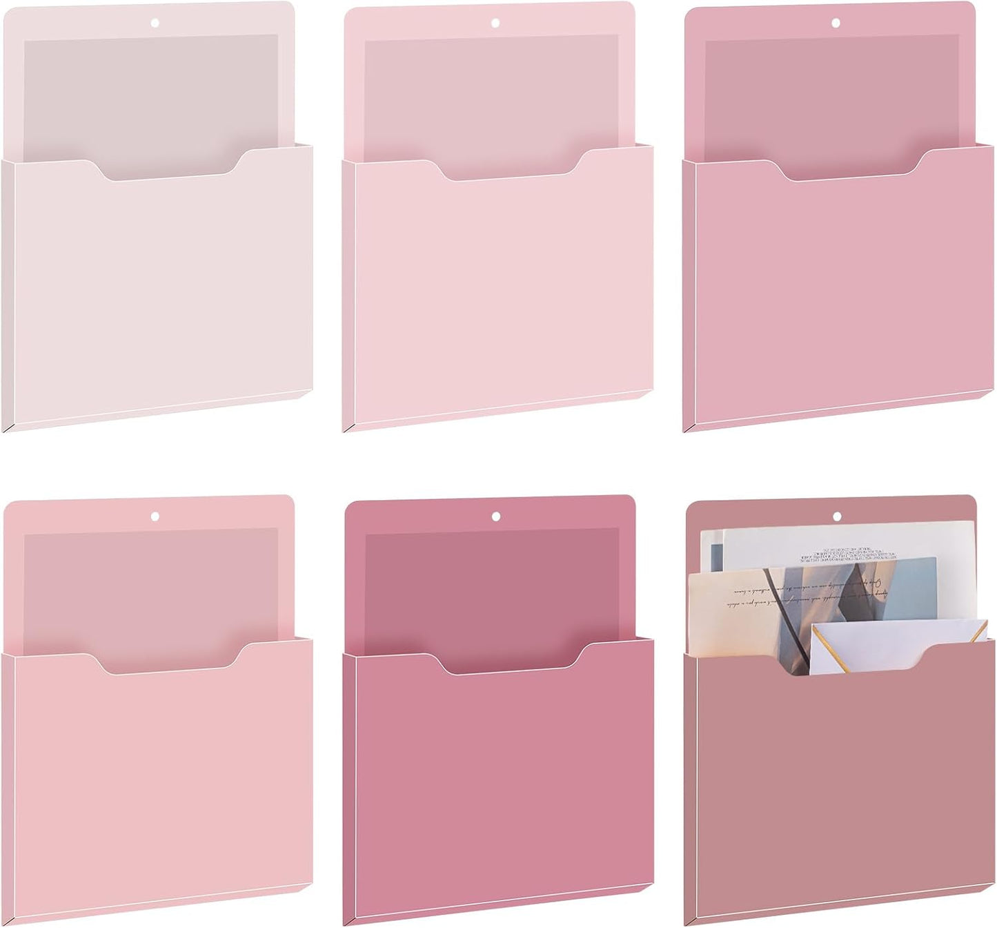 Fuutreo 6 Pcs Magnetic Wall File Organizer Magnetic Wall File Holder Refrigerator Magazine Holder for Mail Letters Paper(Aqua Green,Vertical-large)