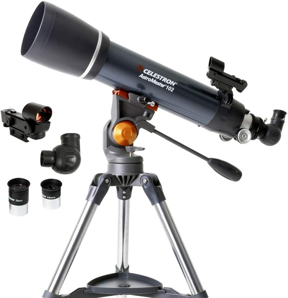 Celestron – AstroMaster 70AZ Telescope – Refractor Telescope – Fully-Coated Glass Optics – Adjustable-Height Tripod – Bonus Astronomy Software Package