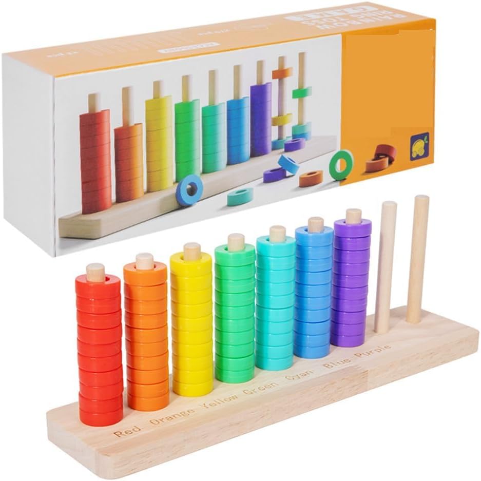 2026 New Fast-Paced Rainbow Ring Stacking Puzzle Game, Upgrade Wooden Color Match Challenge Game for Family Fun and Strategy Lovers, Color Matching Stacking Puzzle Game (A0.3)