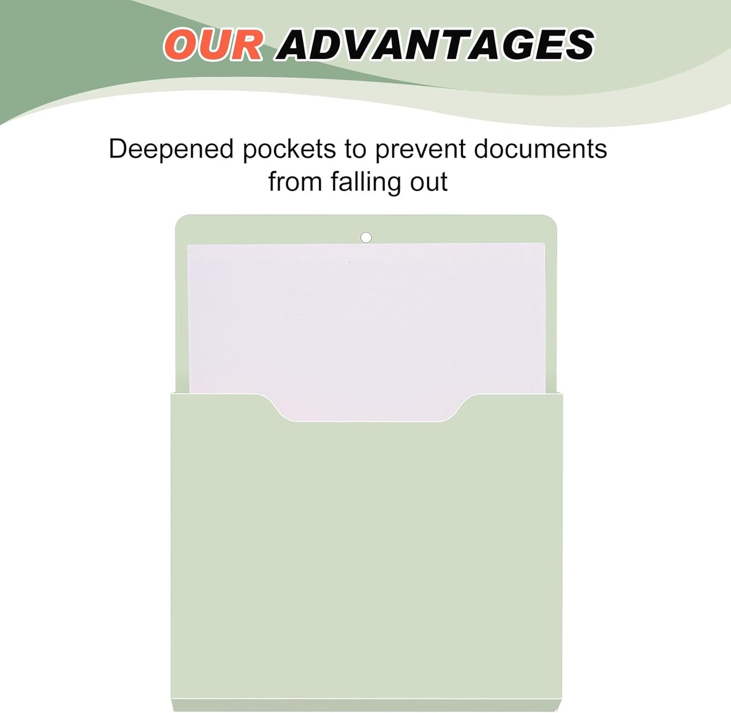 Fuutreo 6 Pcs Magnetic Wall File Organizer Magnetic Wall File Holder Refrigerator Magazine Holder for Mail Letters Paper(Aqua Green,Vertical-large)