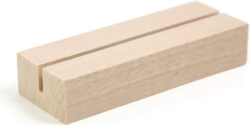 UNIQOOO 10 Pack 4" Gold Birch Wood Stands for Wedding Acrylic Sign, Wood Table Number Holders for 1/8 Thick Acrylic Sheets | Wedding Display Stand, Card Holder for Bar Menu, Retail Sign, Party