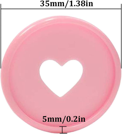 24 Pcs Plastic Book Binding Discs, 35mm Heart Binder Rings Expansion Discs, Discbound Rings for DIY Notebook Planner/Organizers, Pink/Rose Red/Red