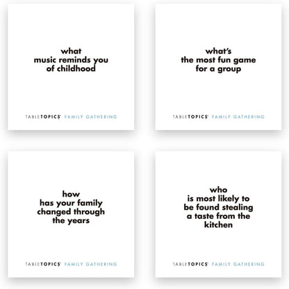 TableTopics Family Gathering Conversation Cards for Multi-Generational Get Togethers with 135 Questions to Use with Relatives at Reunions, Holidays, & Other Events