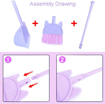 Mini Broom with Dustpan for Boy I Kids Small Cleaning Set Combo Pretend Play I Toddler Kitchen Dress Up Toys–Frog Green