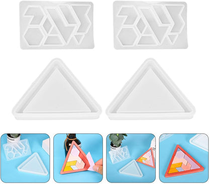 Chocolate Puzzle Game Silicone Casting Tangram Puzzle Jigsaw DIY Resin 2 Sets Silicone Candy Molds Baking