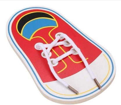 Shoe Tying Practice, Wooden Learn to Tie Your Own Shoes Threading Lacing Shoes Training Early Learning Kits, Decorative Accessories
