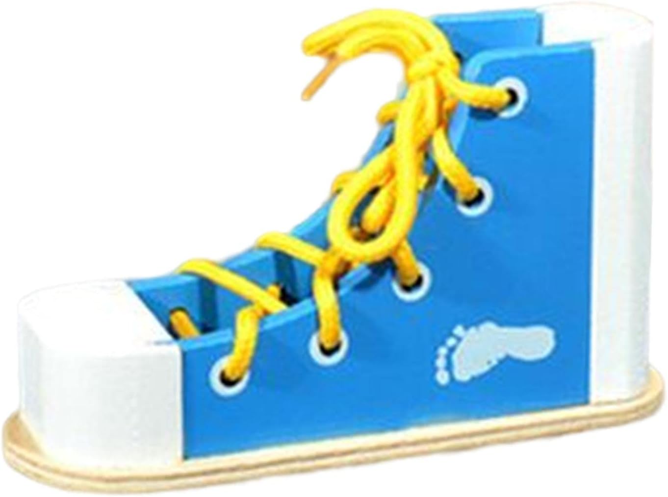 Wooden Shoe Lacing Activity - Develop Skills for Tying Shoelaces, Blue