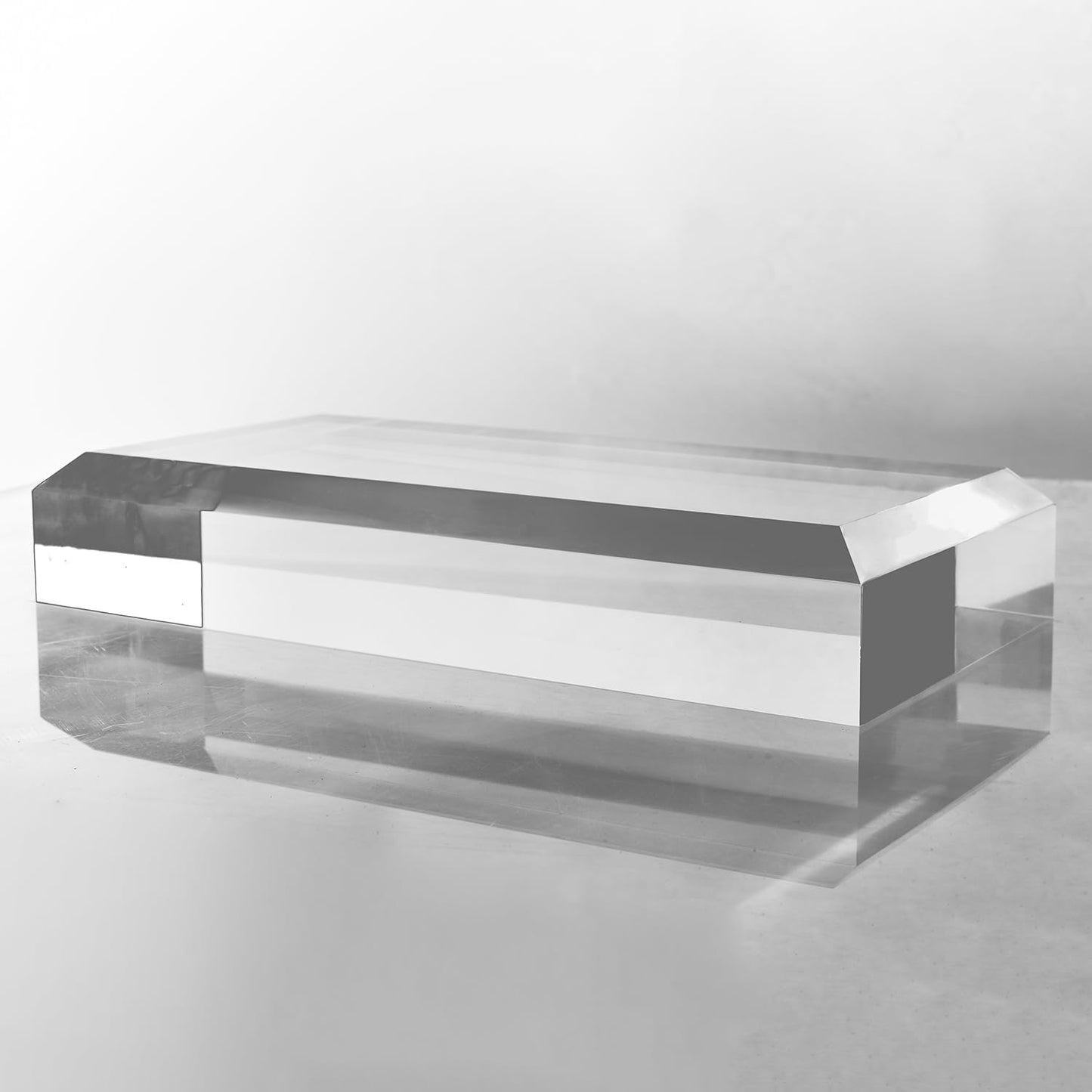 CiaoHER 2in Thickness Beveled Solid Acrylic Display Block Clear Polished Pedestal Stand Riser Solid Base (10x10)