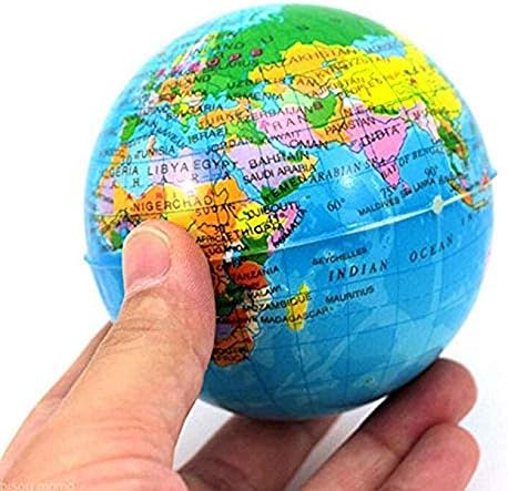 2.48'' Mini Squeezable Globe Stress Balls,Tension Reliver Balls,Party Favor,Soft PU Globe Ball,Earth Pattern,Party Toys