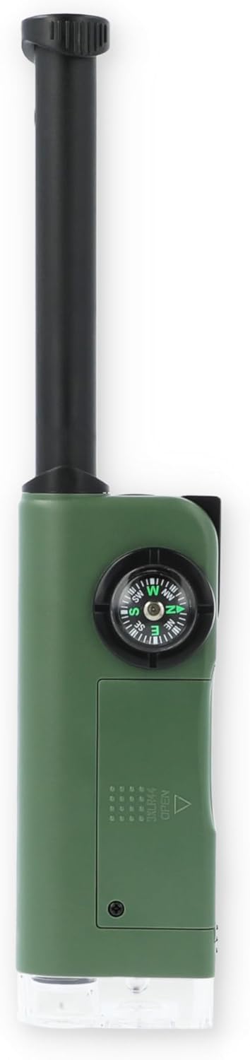 Carson X-Scope Kids 7 Function Multi Purpose Optical Pocket Tool with 30x Microscope, 8x Telescope, 9x Fold-Out Magnifier, Flashlight, Signal Whistle, Directional Compass and Digital Clock (CP-11)
