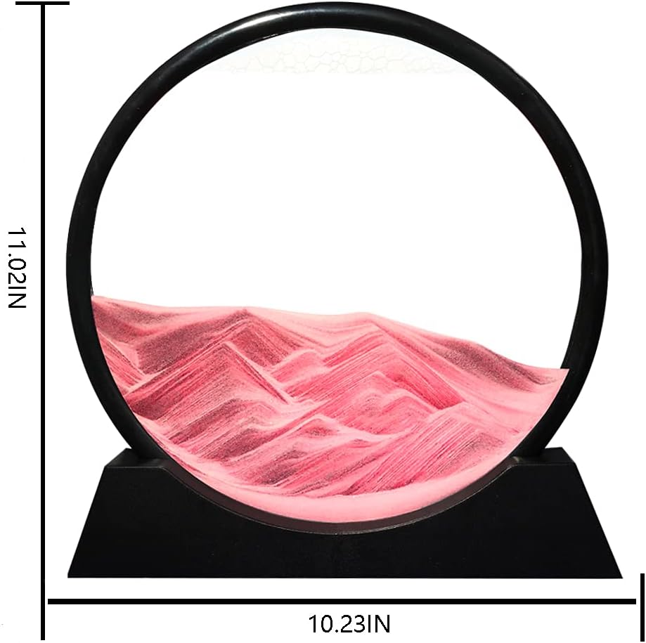 Muyan Moving Sand Art Picture Sandscapes in Motion Round Glass 3D Deep Sea Sand Art for Adult Kid Large Desktop Art Toys (Purple, 7 Inch)