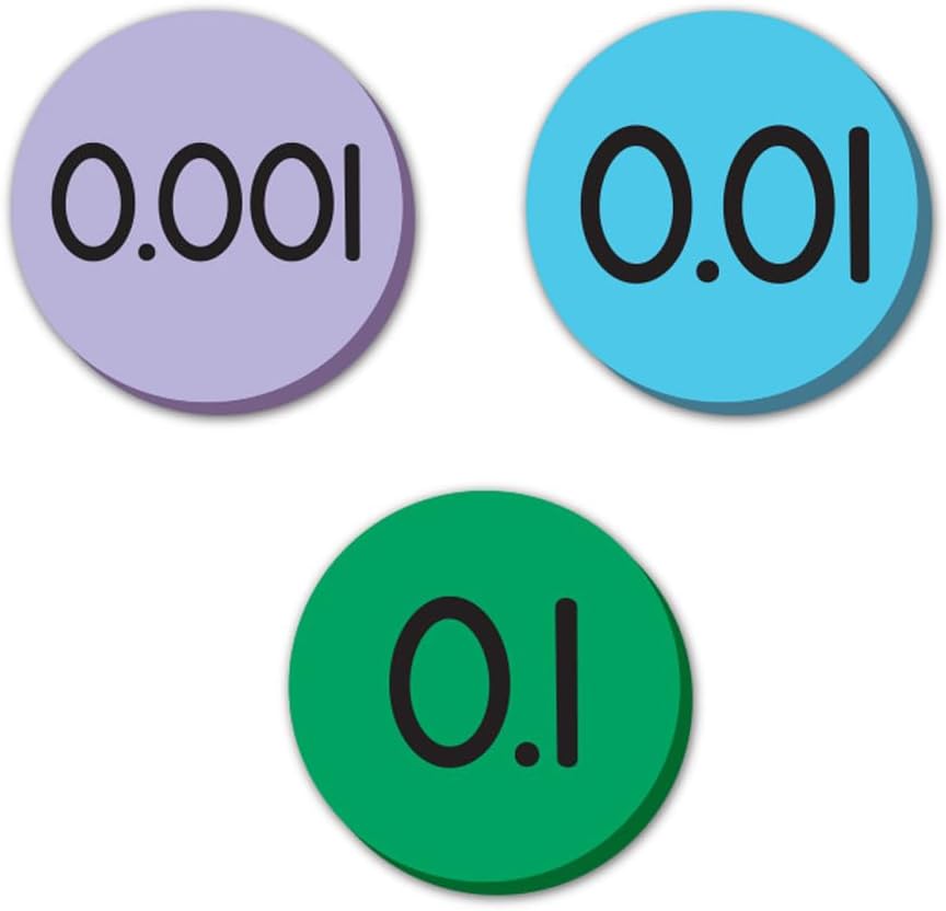 EAI Education Jumbo Magnetic QuietShape® Foam Place Value Disks - Tenths to Thousandths: Set of 60