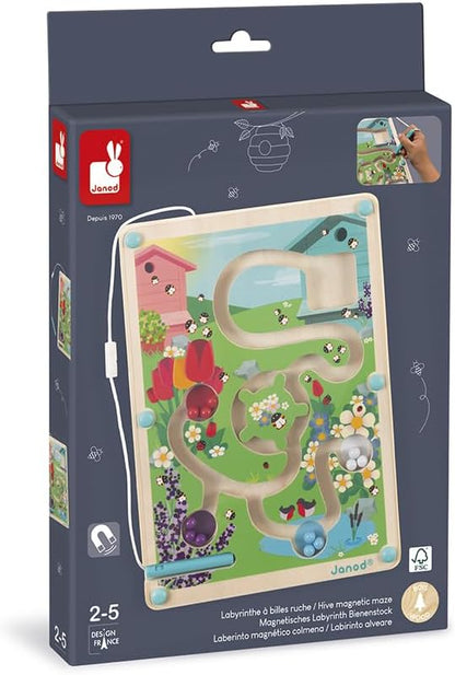 Janod Bee Hive Magnetic Wooden Maze Game - Ages 2+ - J05310