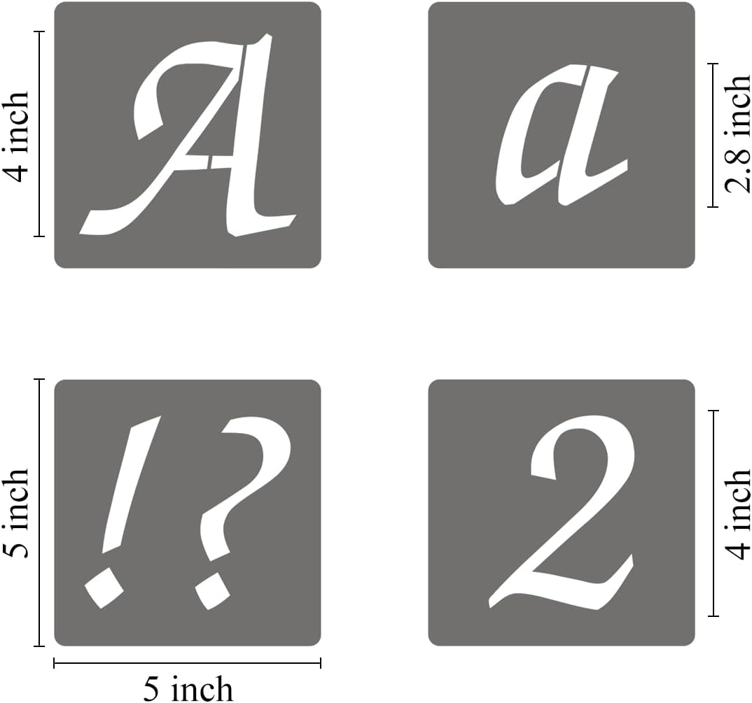 2.5 Inch Alphabet Letter Stencils - 70 Pack Letter Number Stencil Templates with Signs for Painting on Wood, Reusable Calligraphy Letters Stencils for Chalkboard Fabric Wood Signs