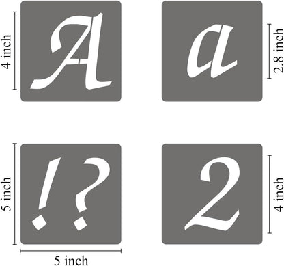 2.5 Inch Alphabet Letter Stencils - 70 Pack Letter Number Stencil Templates with Signs for Painting on Wood, Reusable Calligraphy Letters Stencils for Chalkboard Fabric Wood Signs