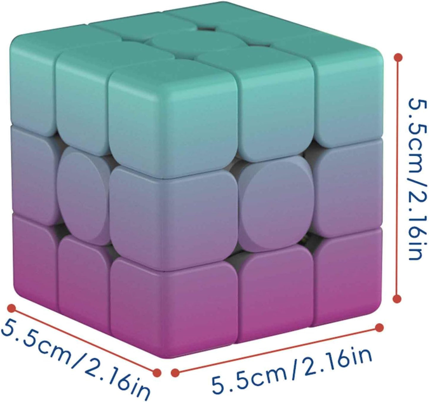 Gradient 3x3 Speed Cube, UV Printing Cube Magic Cube Educational Puzzles Toys for Kids,Beginners and Adults (Stickerless) Blue-PIink-Blue