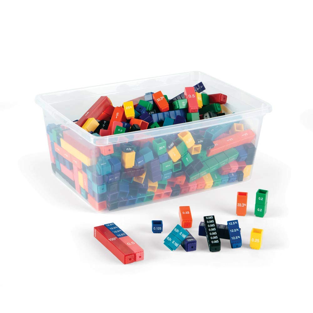 hand2mind Rainbow Fraction Tower Equivalency Cubes, Decimal Fraction Equivalency, Math Blocks, Montessori Math Rods, Fraction Manipulatives, Classroom Manipulatives for Elementary School (51 Pieces)