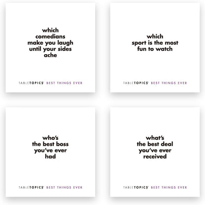 TableTopics Best Things Ever Question Card Game - 135 Fun Conversation Starter Cards, Use as Ice Breakers, Getting to Know You, or Discover More About Friends & Family, Share Your Favorites