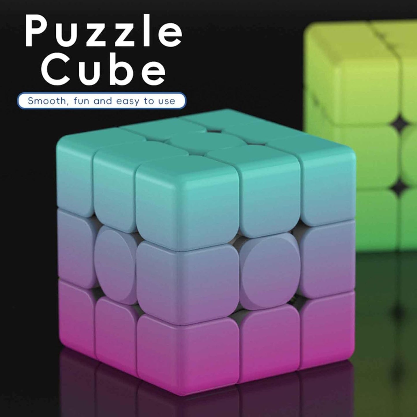 Gradient 3x3 Speed Cube, UV Printing Cube Magic Cube Educational Puzzles Toys for Kids,Beginners and Adults (Stickerless) Blue-PIink-Blue