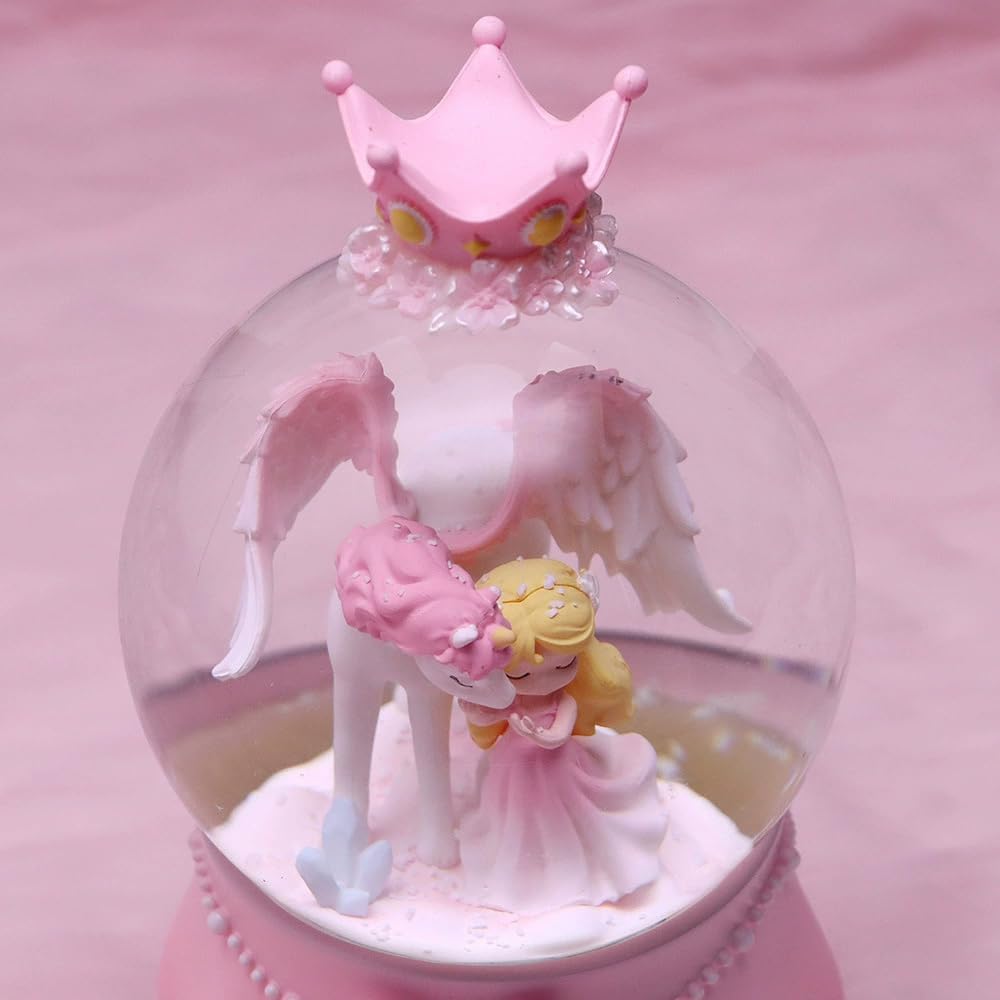 You're My Princess Snowflake Glass Globe, Unicorn Princess Snow Globe with Music, Snow Globe Gift for Girls Daughters Ladies Girlfriends, Automatic Snow Drift (4 * 6.3inch) (Pink)
