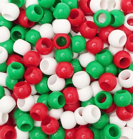 300 Acrylic Large Hole Beads for Crafts and for Hair 10mm x 12mm Acrylic Barrel Beads with 5.7mm Large Hole, Glossy Primary Assortment