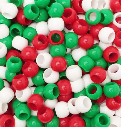 300 Acrylic Large Hole Beads for Crafts and for Hair 10mm x 12mm Acrylic Barrel Beads with 5.7mm Large Hole, Glossy Primary Assortment