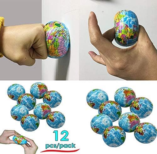 2.48'' Mini Squeezable Globe Stress Balls,Tension Reliver Balls,Party Favor,Soft PU Globe Ball,Earth Pattern,Party Toys