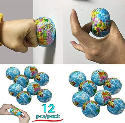 2.48'' Mini Squeezable Globe Stress Balls,Tension Reliver Balls,Party Favor,Soft PU Globe Ball,Earth Pattern,Party Toys