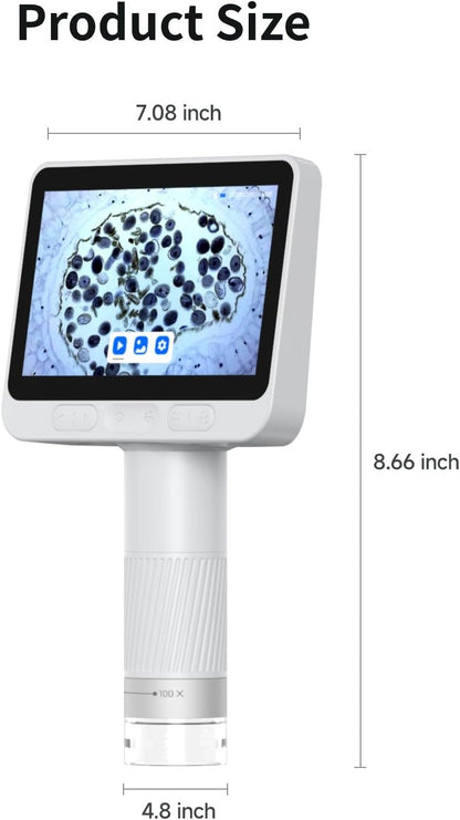 Microscope for Kids, Kids Microscope with 4.0" IPS Screen, Portable Digital Pocket Microscope for Kids 8-12, Miniscope Kids Compatible with iPhone Android Computer