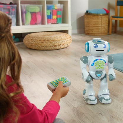 LEXiBOOK, Powerman Neo, My Robot Full of Technology, Remote Control and Gesture Control, Educational Activities in English, Programmable, Music and Dance, Sound and Light Effects, Blue/White, ROB18EN