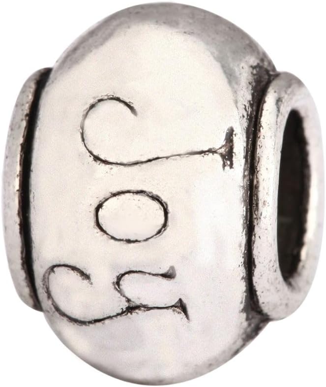40pcs Live Love Laugh Large Hole Loose Beads (4.5mm Hole) Antique Silver Metal Spacer for DIY Craft Jewelry Making MEC-C9
