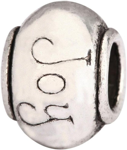 40pcs Live Love Laugh Large Hole Loose Beads (4.5mm Hole) Antique Silver Metal Spacer for DIY Craft Jewelry Making MEC-C9