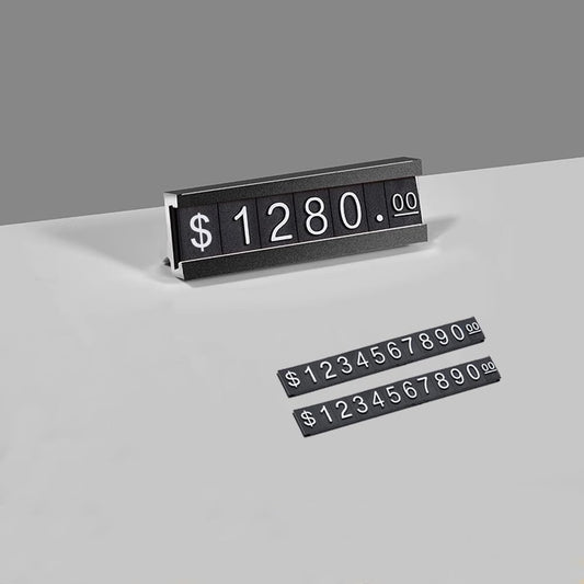 Mollytek 10 Sets Price Display Counter Stand Adjustable Price Tag with Aluminum Base for Jewelry Dollar Price Display Cube Block Kit for Retail Shop (Golden-Without Acrylic Panels)