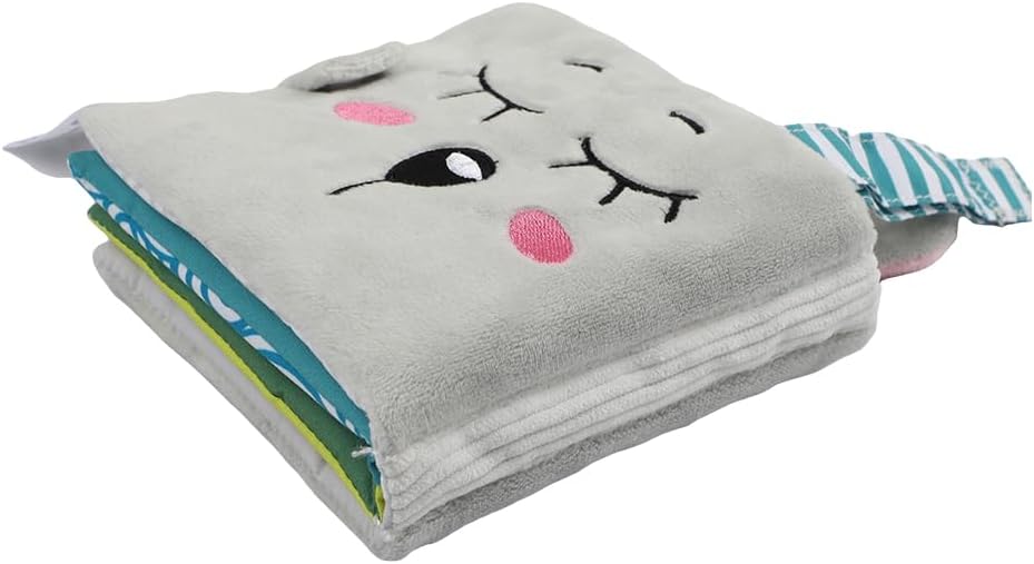 Bebe Mondo Teddy Bear Tummy Time Toy with Mirror, Soft Baby Book for 0-3-6-12 Months, Infant Sensory Developmental Toy, Shower Baby Gifts,Activity Quiet Cloth Book for Newborns,1-2 Year Old Book-Night