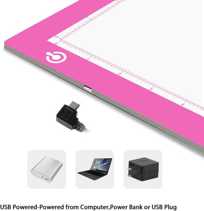 LitEnergy A4 LED Copy Board Light Tracing Box, Adjustable USB Power Artcraft LED Trace Light Pad for Tattoo Transferring, Drawing, Sketching, Animation, Stenciling, Diamond Art Painting Accessories