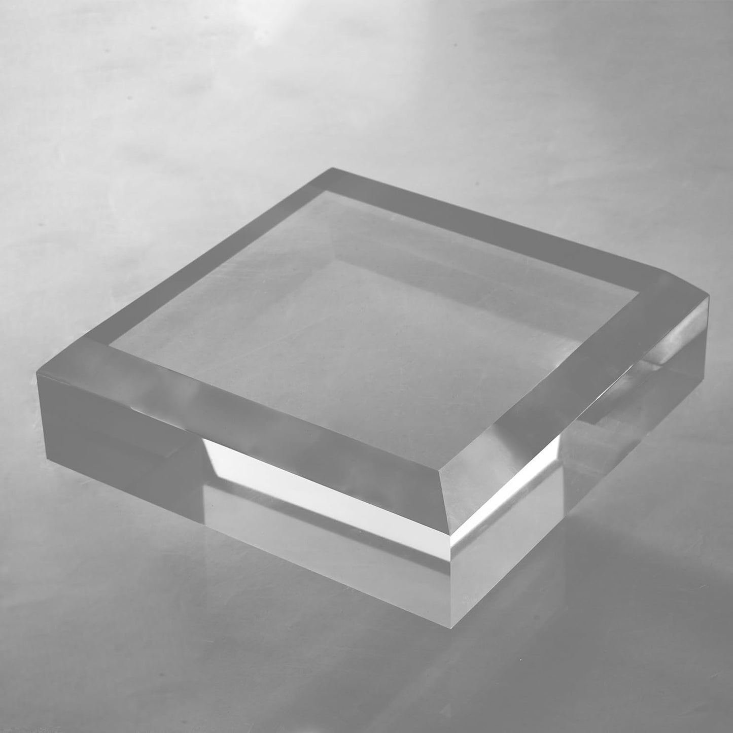 CiaoHER 2in Thickness Beveled Solid Acrylic Display Block Clear Polished Pedestal Stand Riser Solid Base (10x10)