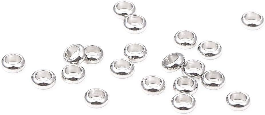BEADIA Stainless Steel Spacer Beads 3x2.5mm Round Loose Charm Caps Beads for DIY Jewelry Making 100pcs with 1mm Hole