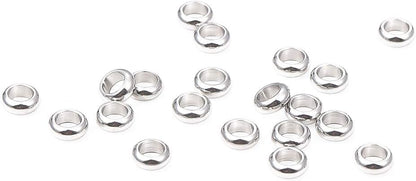 BEADIA Stainless Steel Spacer Beads 3x2.5mm Round Loose Charm Caps Beads for DIY Jewelry Making 100pcs with 1mm Hole