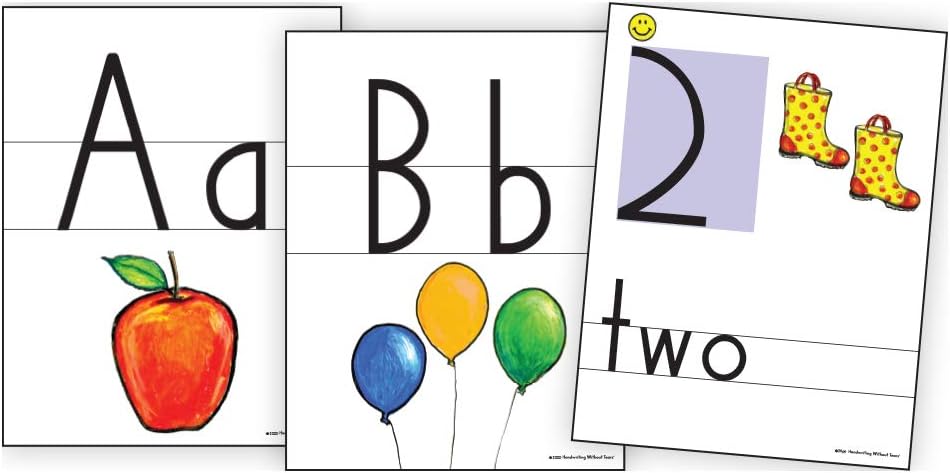 Learning Without Tears,Color Print & Number Cards, Age 5+, Kindergarten+, Handwriting Without Tears, 8.5"x11" Color Alphabet Cards, Letters & Pictures, School & Home