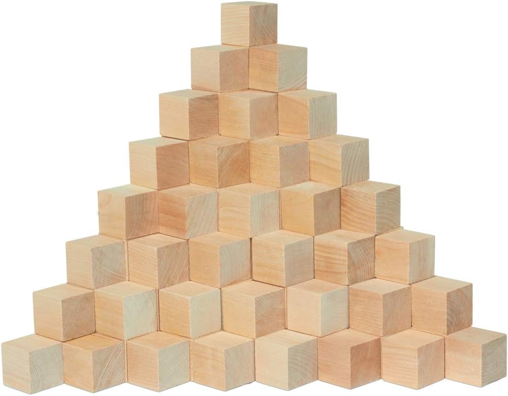 DIY Wooden Cubes 3/4-inch, Pack of 100 Small Blank Wooden Blocks, Unfinished Wood Blocks for Crafts, STEM, Dice, and Building Blocks for Stacking, by Woodpeckers