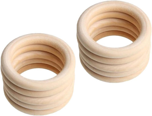 4 Inch Width Wooden Rings 10PCS for Macrame, Jewelry Making, and DIY Crafts, Unfinished Smooth Wood Rings, 2/5 Inch Diameter