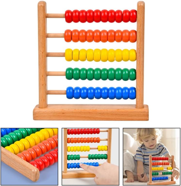 IMIKEYA Wooden Abacus for Kids - 50 Beads Counting Toy Colorful Counters for Kids Math Educational Math Counting Tool Bead Counter Game Counting Toys for Preschool Learning & Elementary School