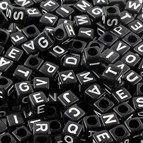 DAHI 400PCS Cube Letter Beads 8mm Alphabet Bead Colorful A-Z Acrylic Letter Beads for Jewelry Making (Color White 8x8mm)