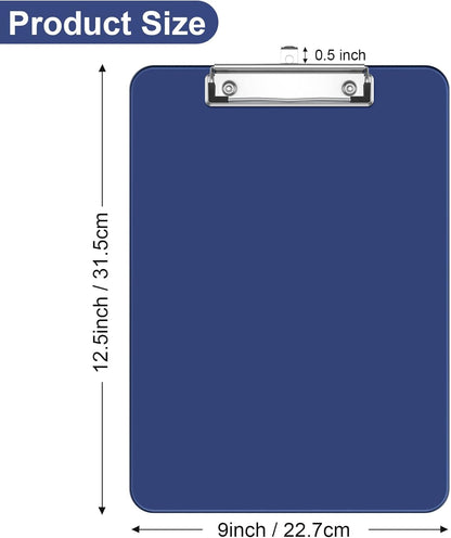 Rimilak Plastic Clipboards with Low Profile Metal Clip, Translucent Board, 12.5 x 9 In Letter Size, Office Supply, Back to School, Pink