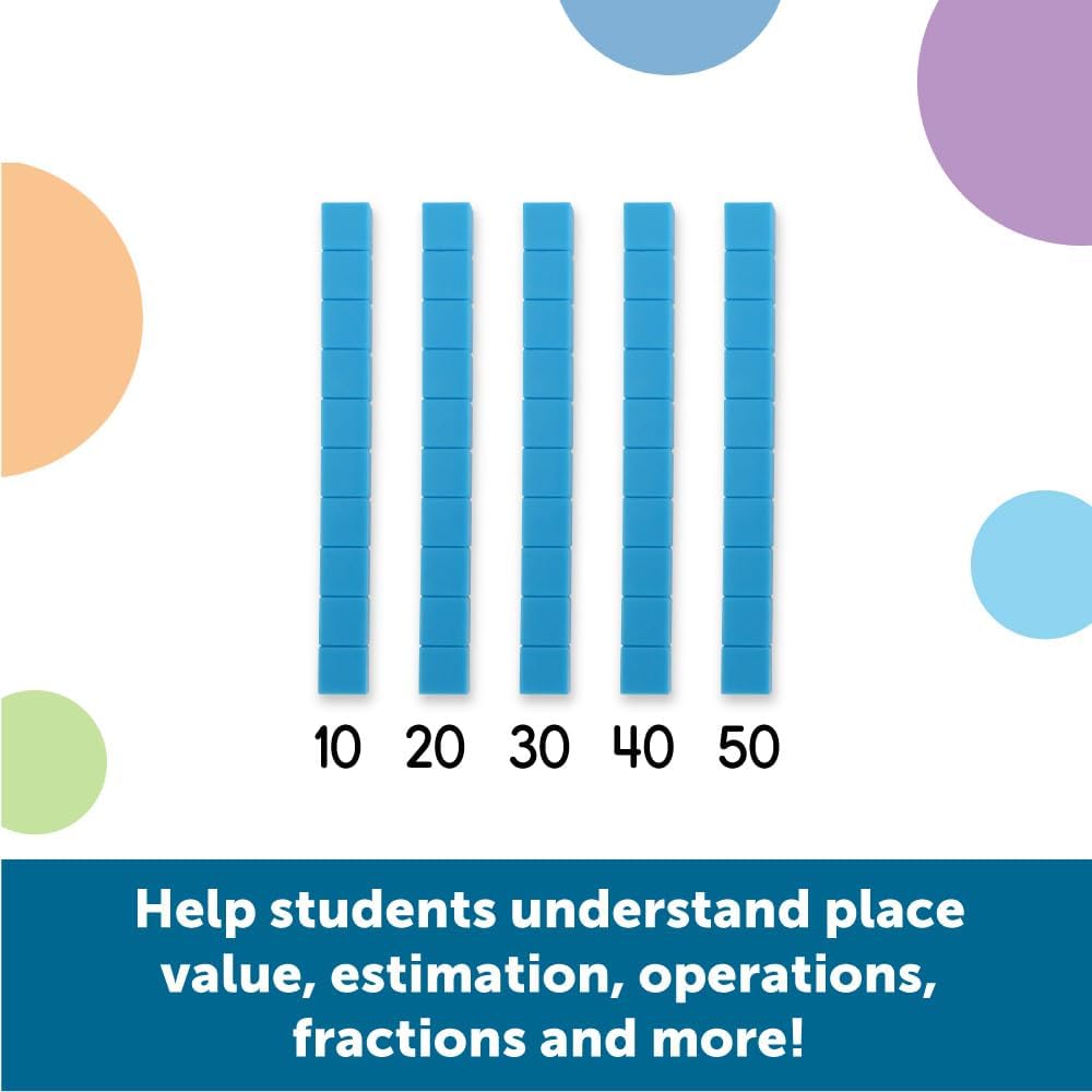Learning Resources Base Ten Blocks Smart Pack - 121 Pieces, Ages 6+, Grades 1+, Math First Grade Games, School Supplies