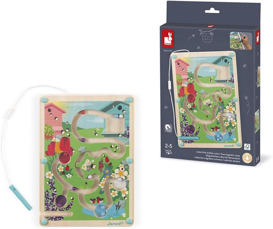 Janod Bee Hive Magnetic Wooden Maze Game - Ages 2+ - J05310