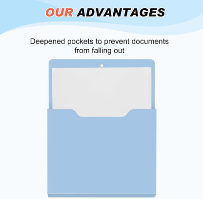Fuutreo 6 Pcs Magnetic Wall File Organizer Magnetic Wall File Holder Refrigerator Magazine Holder for Mail Letters Paper(Aqua Green,Vertical-large)