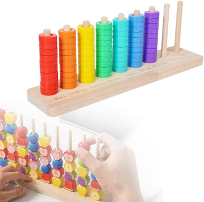 AIIONP Color Matching Stacking Puzzle Game, Wooden Color Match Challenge Game, Interactive Tabletop Board Game for Two Players, Family Game, Travel Stacking Rings Game (Colorful A)